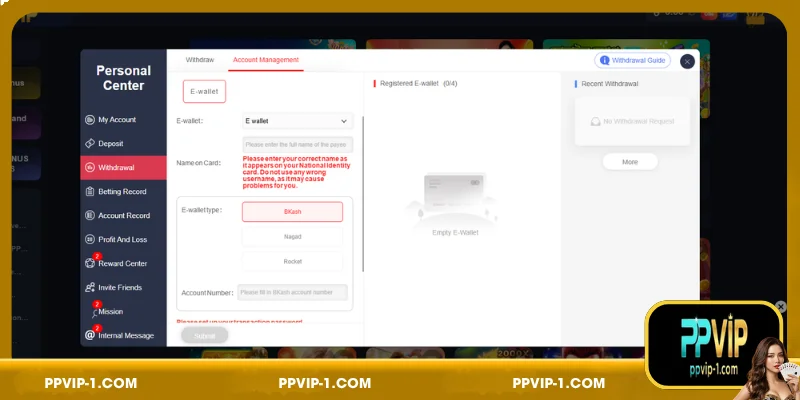 Errors That Occur During PPVIP Withdrawal