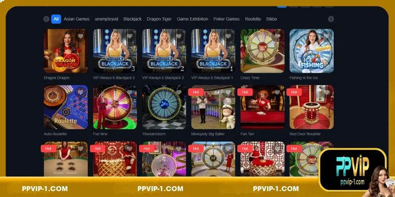 Games available at PPVIP Live Casino