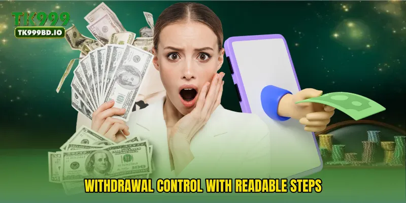 Withdrawal control with readable steps